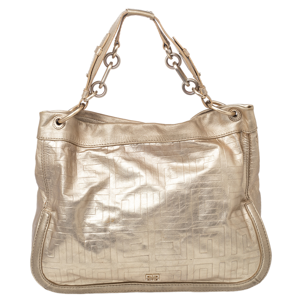 Givenchy Gold Monogram Leather Hobo